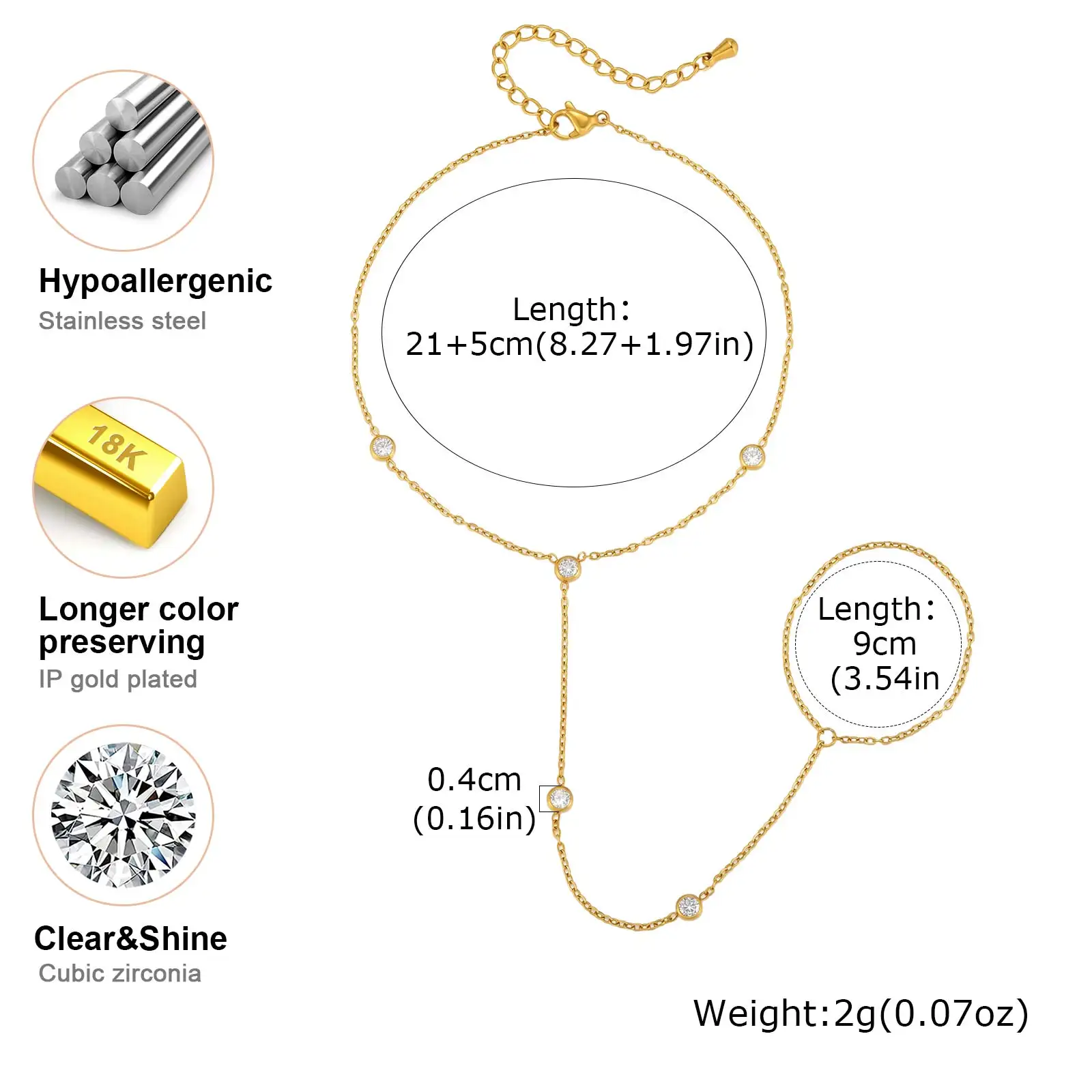 Edelstahl CZ-Fußkettchen 18K P – Jc Jewelry & Watches Photos Bewertung und Preis